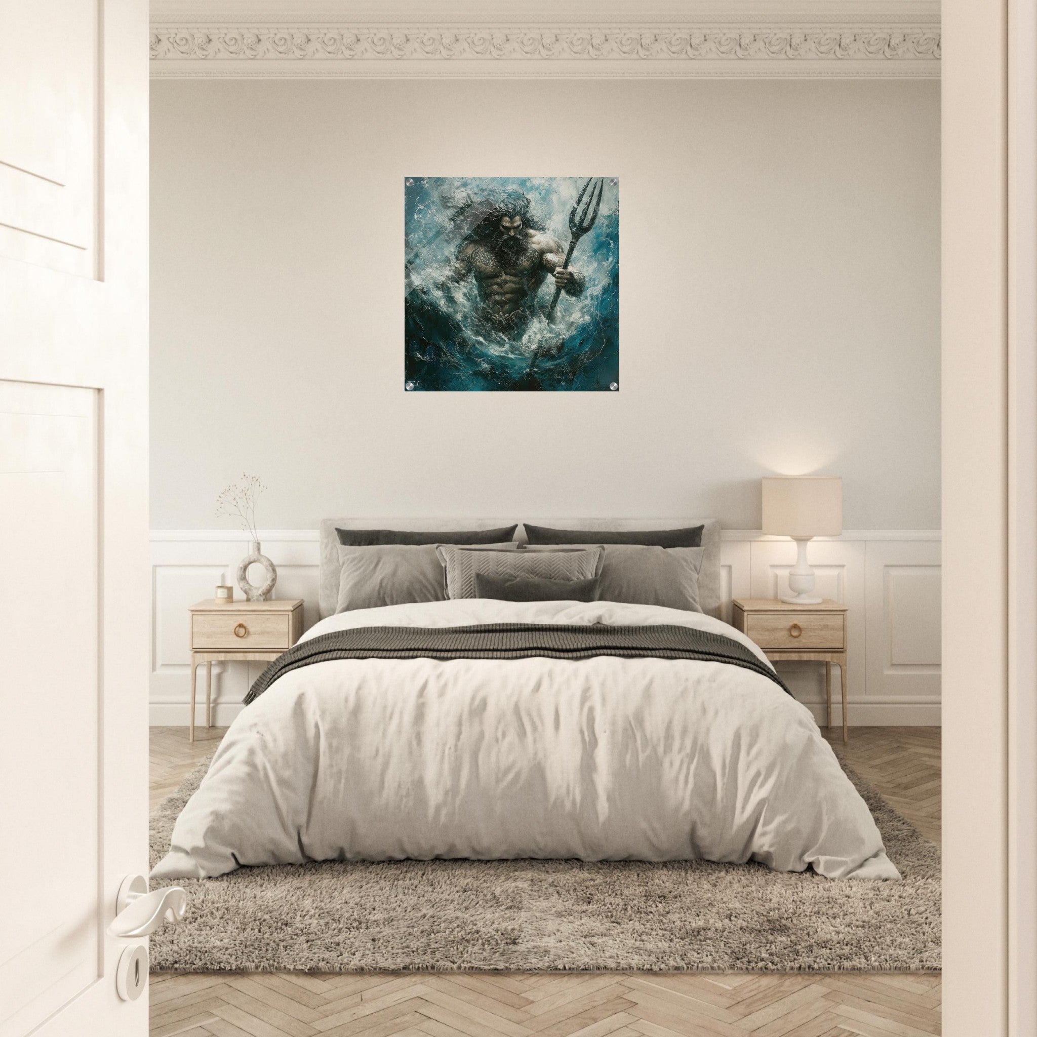 Acrylic Print Square - Poseidon Commanding the Seas - Shop Ai Art WebShop - Digital Art online Store