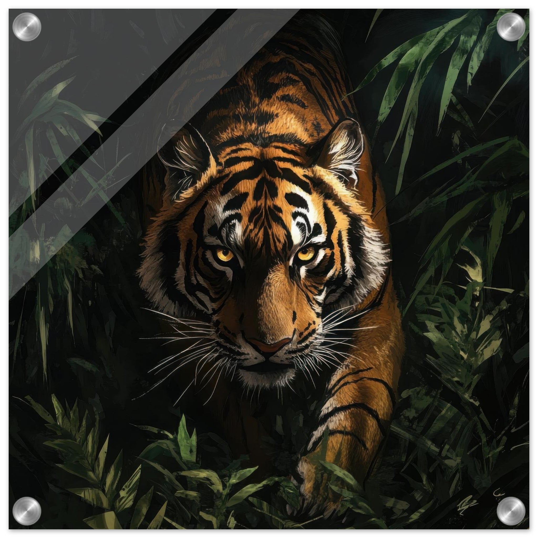 Acrylic Print Square - The Majestic Tiger in the Wild - Shop Ai Art WebShop - Digital Art online Store
