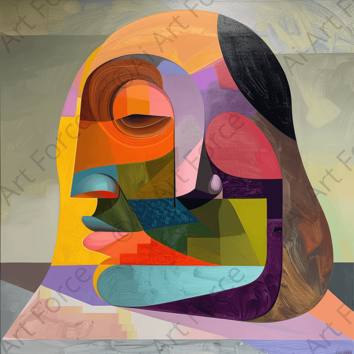 African Face in Abstract Style painting - Shop Ai Art WebShop - Digital Art online Store