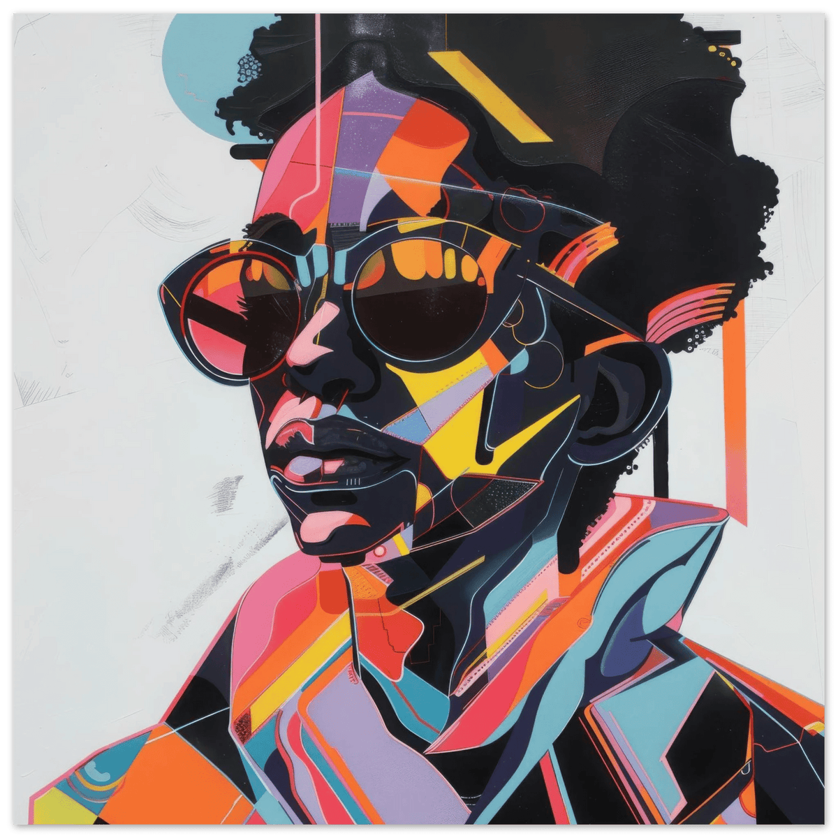 Afrofuturism swedish sharkansas in abstract styl 3 - Shop Ai Art WebShop - Digital Art online Store