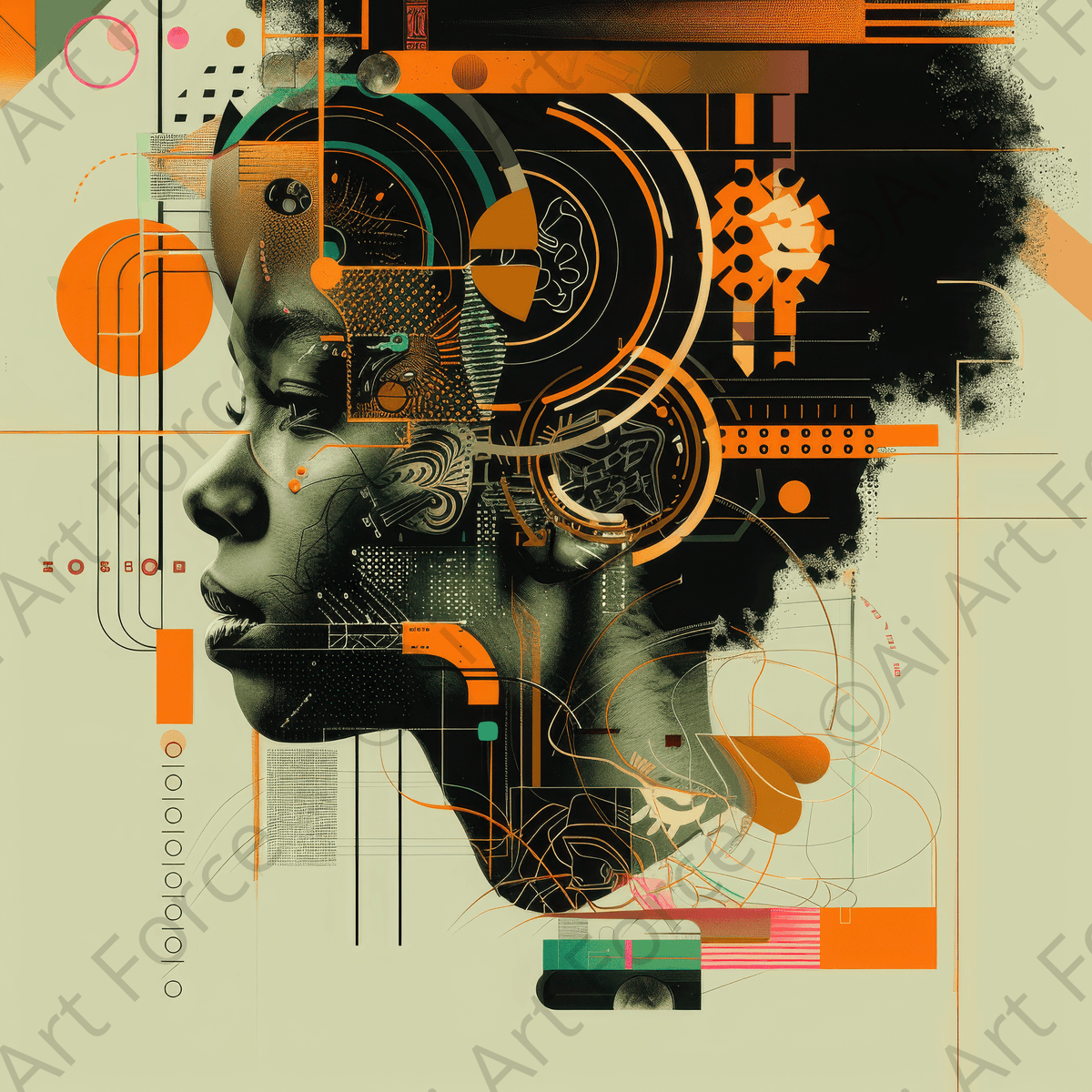 Afrofuturism swedish sharkansas in abstract style 2 - Shop Ai Art WebShop - Digital Art online Store
