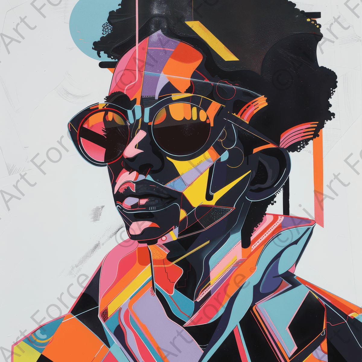 Afrofuturism swedish sharkansas in abstract style 3 - Shop Ai Art WebShop - Digital Art online Store