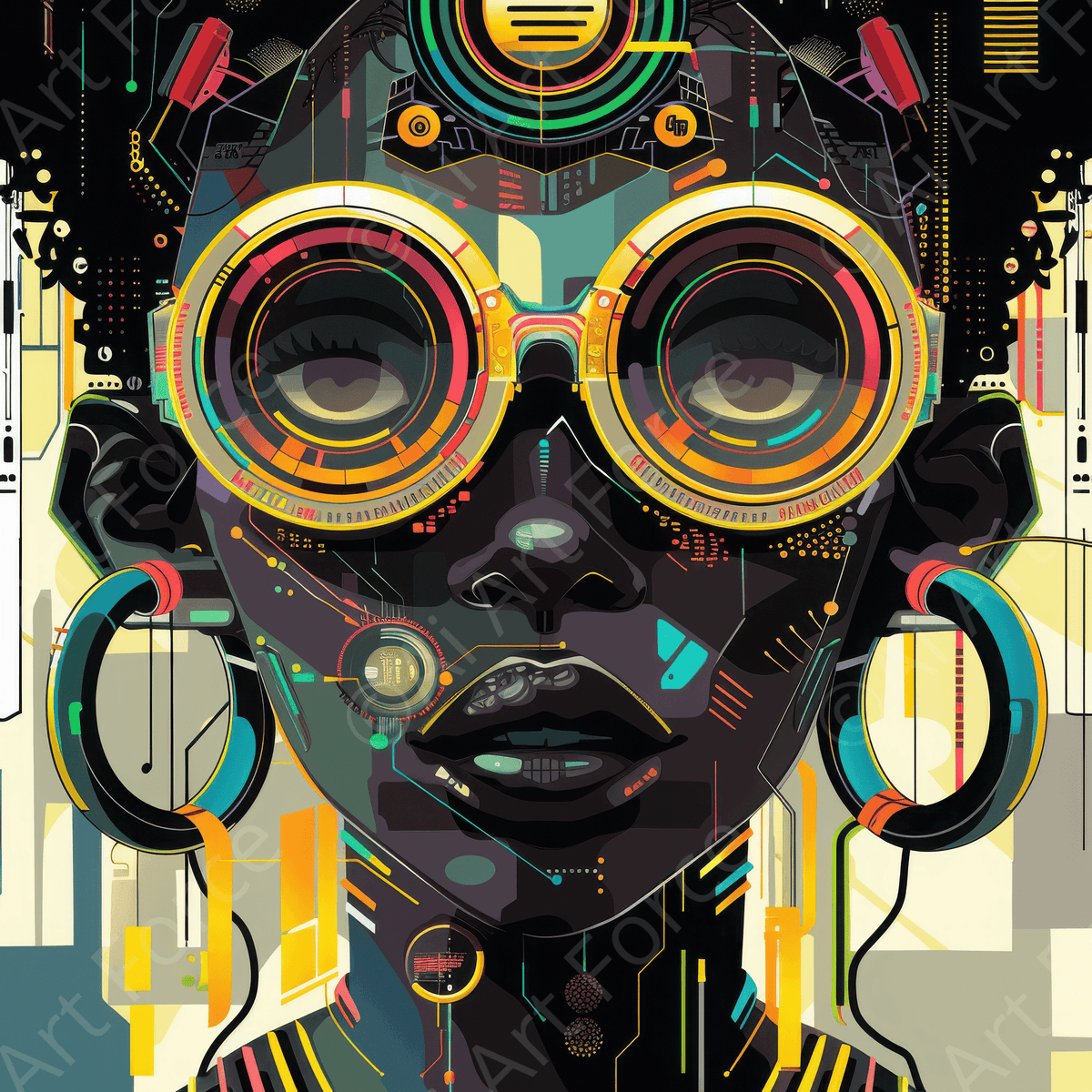 Afrofuturism swedish sharkansas in abstract style 4 - Shop Ai Art WebShop - Digital Art online Store