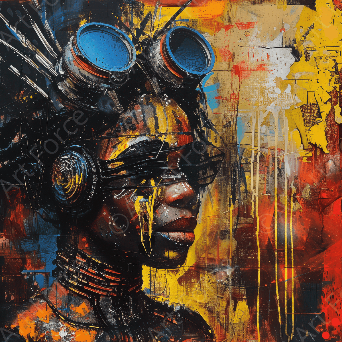 Afrofuturism swedish sharkansas in abstract style 7 - Shop Ai Art WebShop - Digital Art online Store