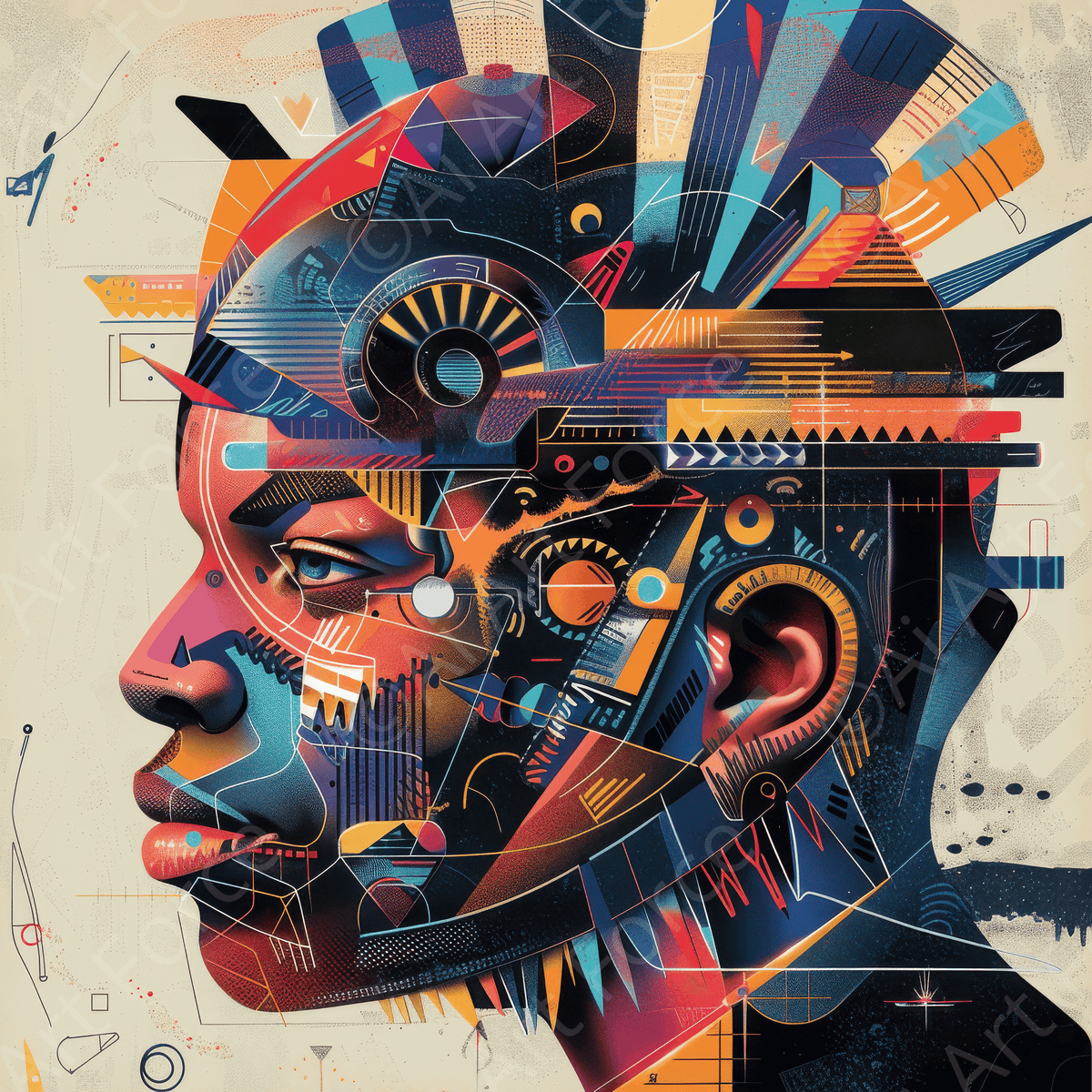 Afrofuturism swedish sharkansas in abstract style - Shop Ai Art WebShop - Digital Art online Store