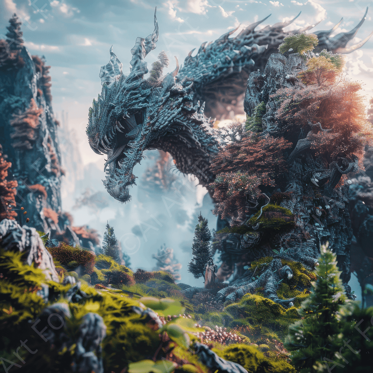 Amazing fantasy world with fantasy creatures 55mm dragon 2 - Shop Ai Art WebShop - Digital Art online Store