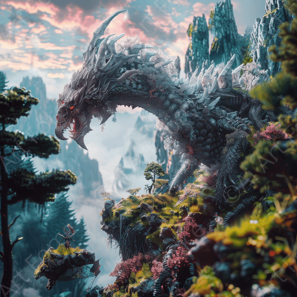 Amazing fantasy world with fantasy creatures 55mm dragon 3 - Shop Ai Art WebShop - Digital Art online Store
