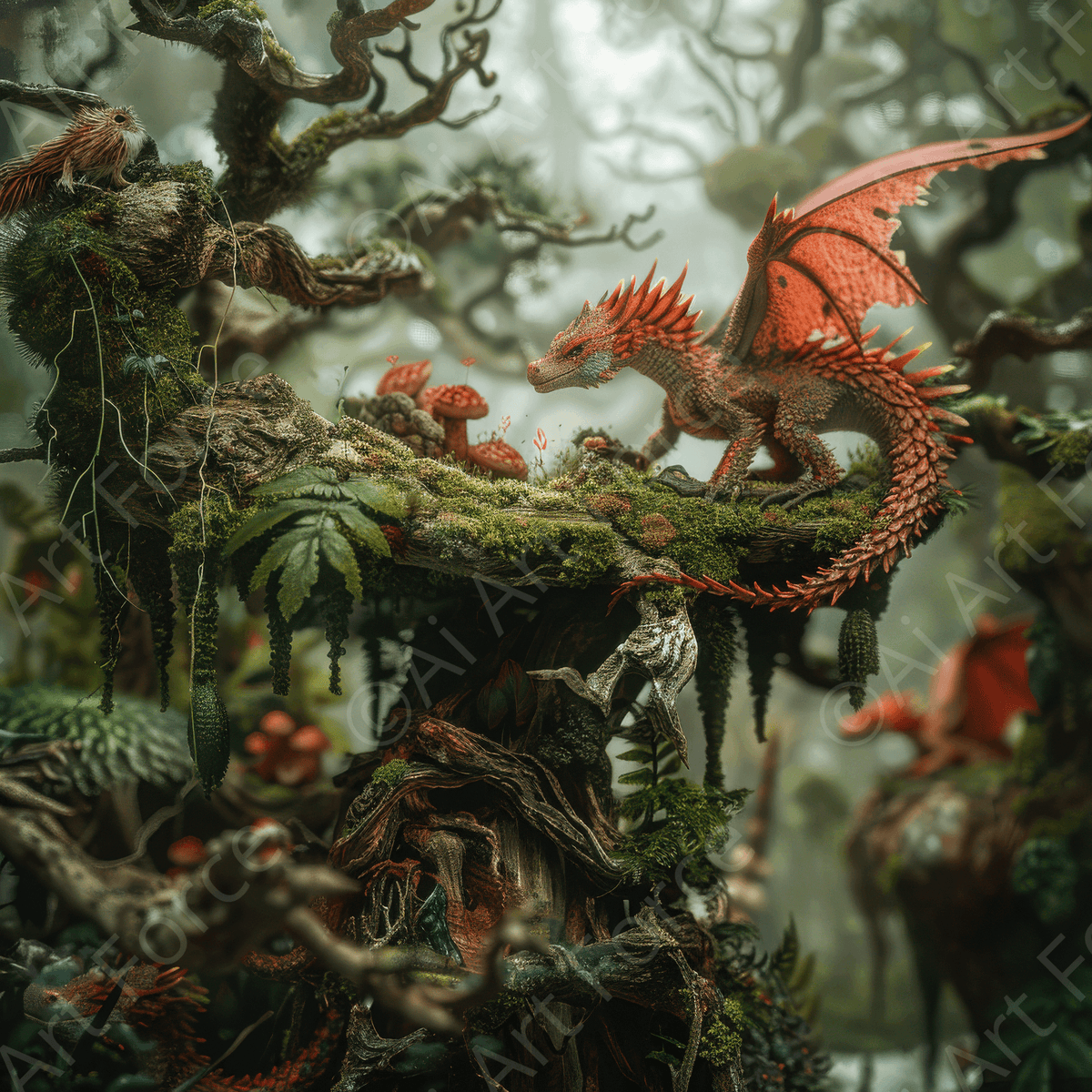 Amazing fantasy world with fantasy creatures 55mm dragon family 5 - Shop Ai Art WebShop - Digital Art online Store