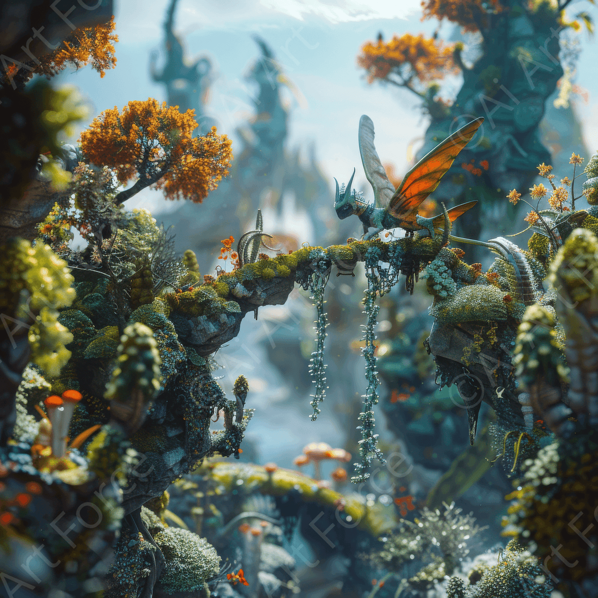 Amazing fantasy world with fantasy creatures 88mm dragon 1 - Shop Ai Art WebShop - Digital Art online Store