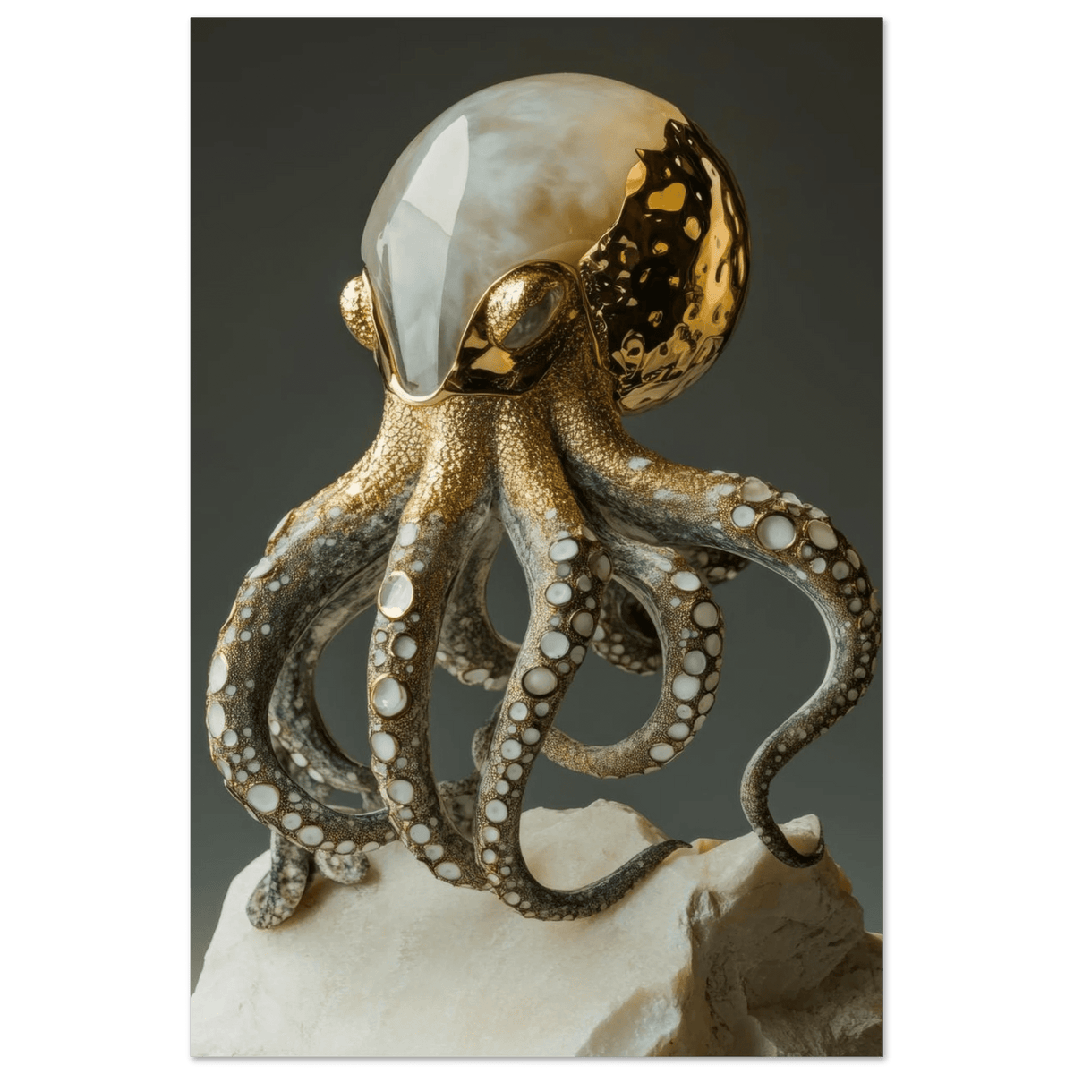 An Hybrid golden crystal octopus - Shop Ai Art WebShop - Digital Art online Store