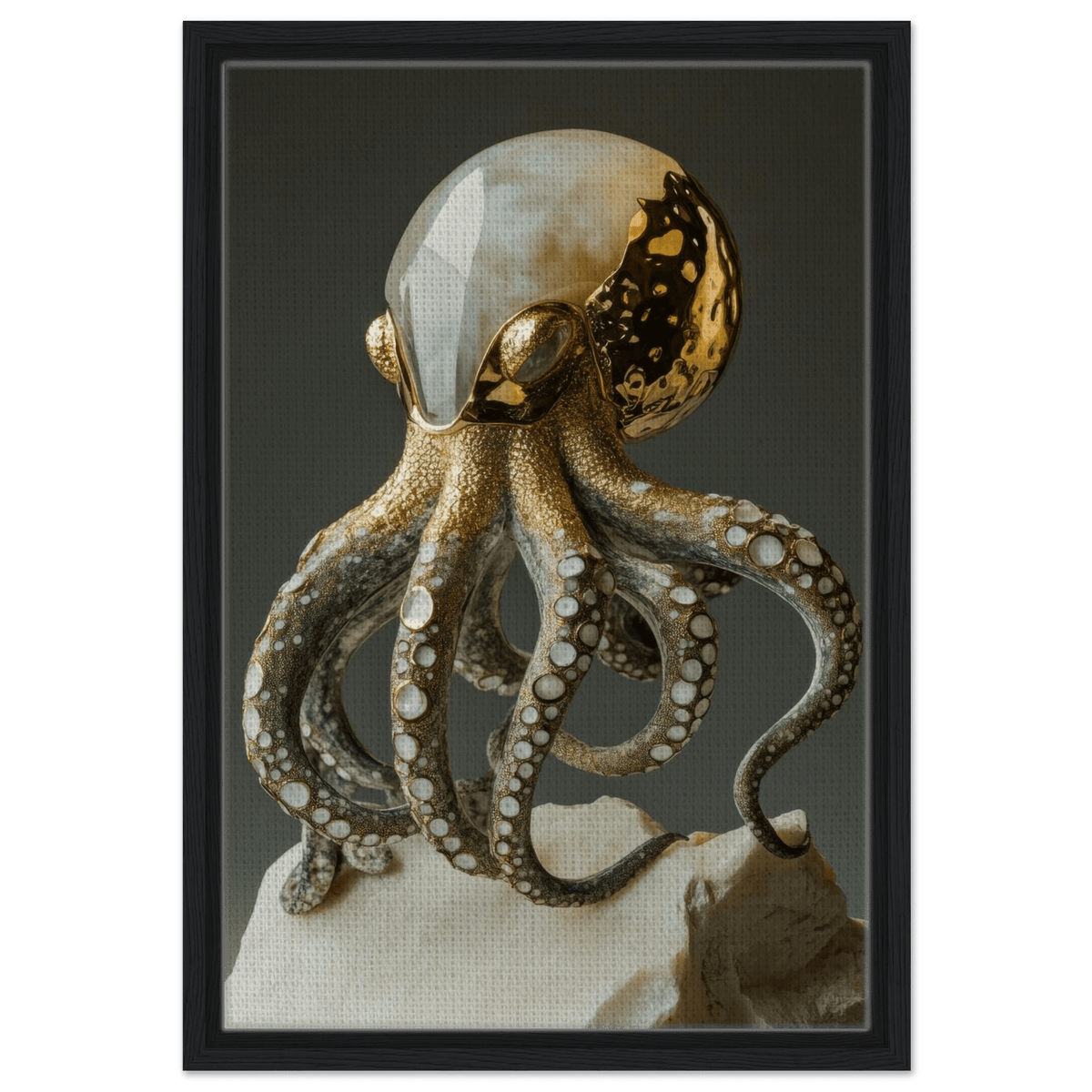 An Hybrid golden crystal octopus - Shop Ai Art WebShop - Digital Art online Store
