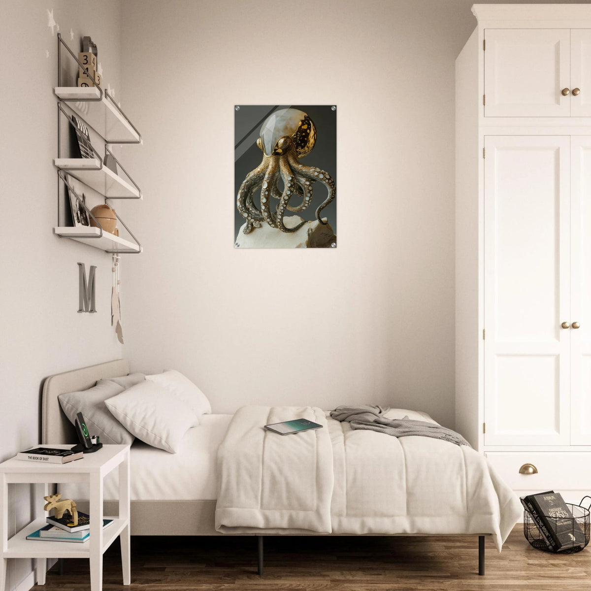 An Hybrid golden crystal octopus - Shop Ai Art WebShop - Digital Art online Store