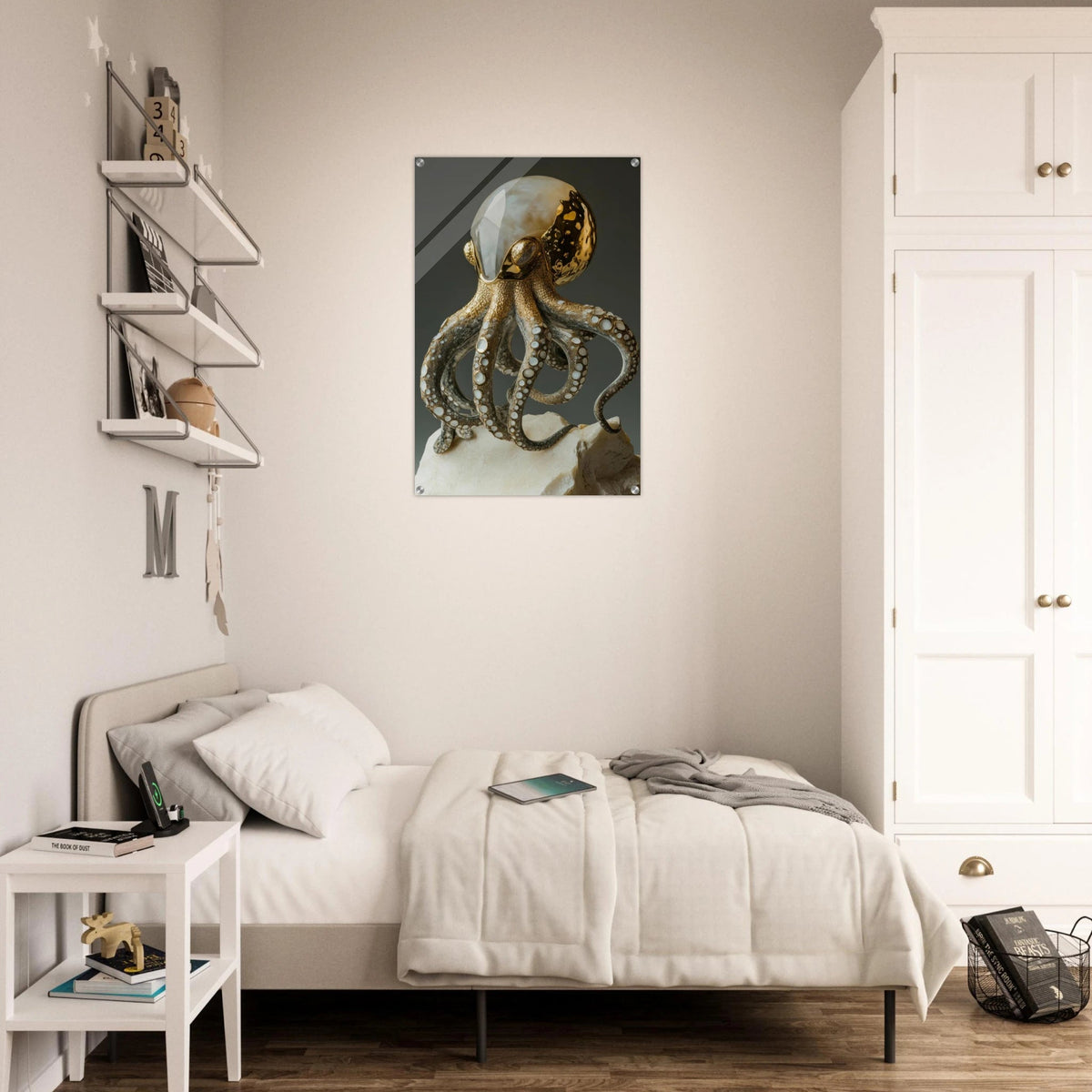 An Hybrid golden crystal octopus - Shop Ai Art WebShop - Digital Art online Store