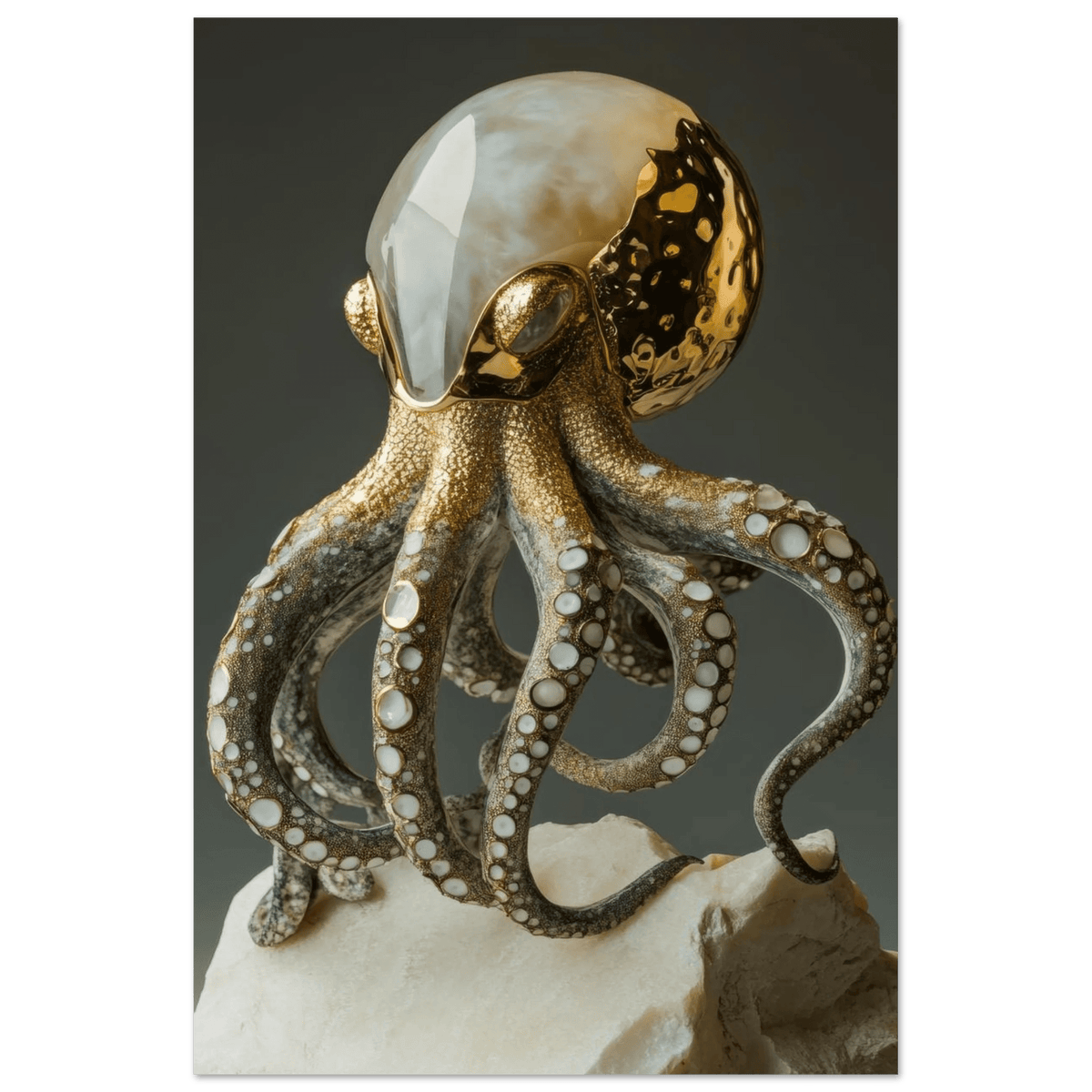 An Hybrid golden crystal octopus - Shop Ai Art WebShop - Digital Art online Store