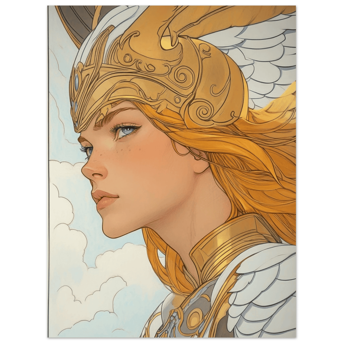 Art Nouveau Valkyries Flight Art Nouveau Close 1 - Shop Ai Art WebShop - Digital Art online Store