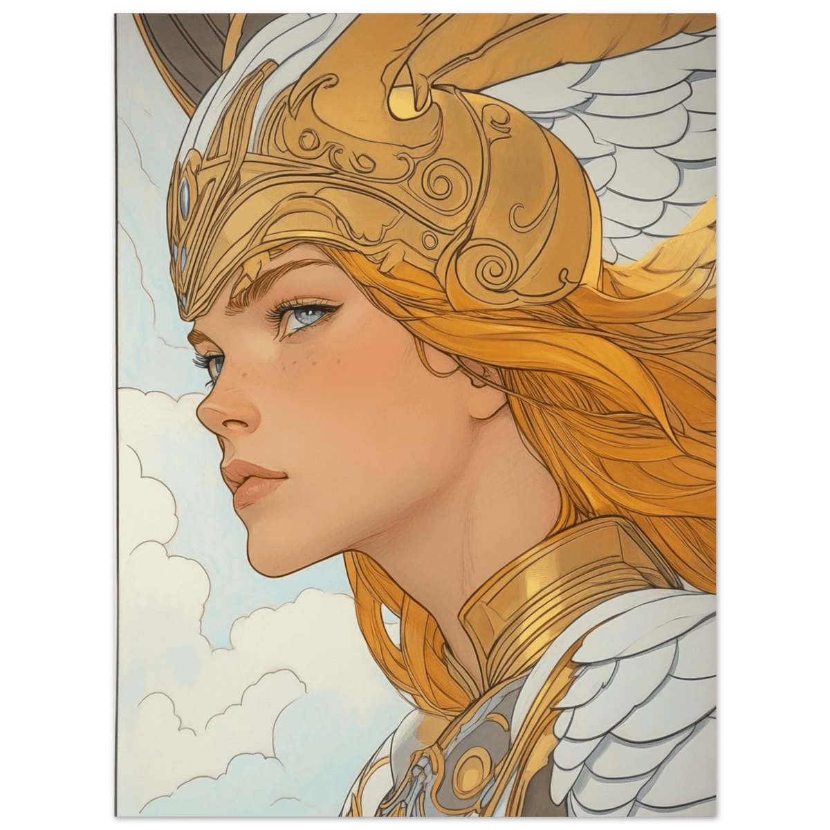 Art Nouveau Valkyries Flight Art Nouveau Close 1 - Shop Ai Art WebShop - Digital Art online Store