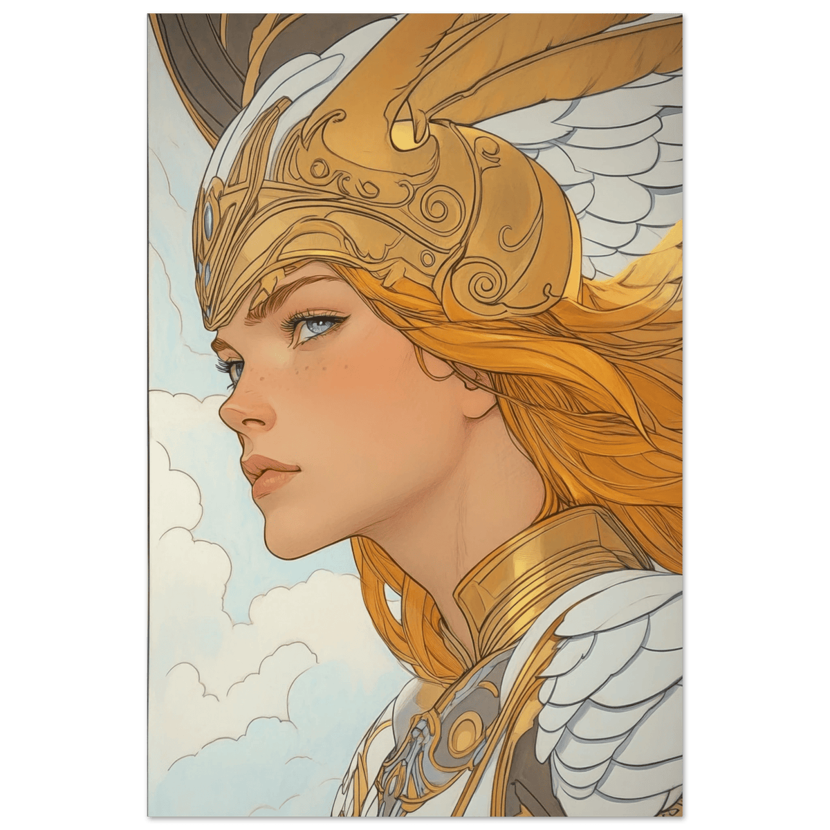 Art Nouveau Valkyries Flight Art Nouveau Close 1 - Shop Ai Art WebShop - Digital Art online Store