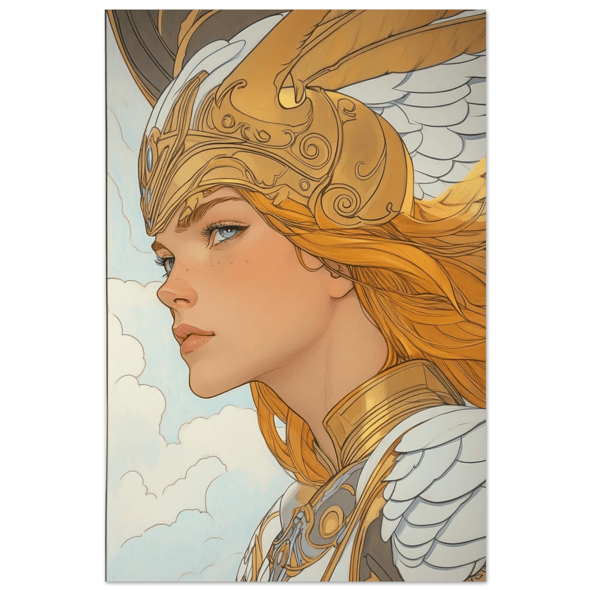 Art Nouveau Valkyries Flight Art Nouveau Close 1 - Shop Ai Art WebShop - Digital Art online Store