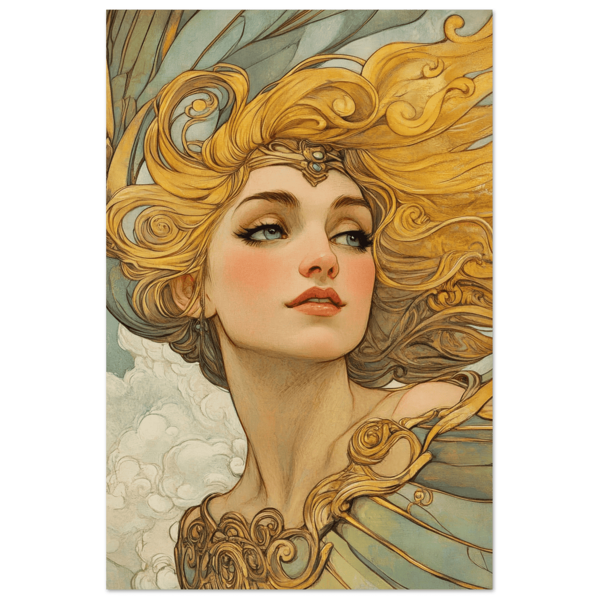 Art Nouveau Valkyries Flight Art Nouveau Close 2 - Shop Ai Art WebShop - Digital Art online Store
