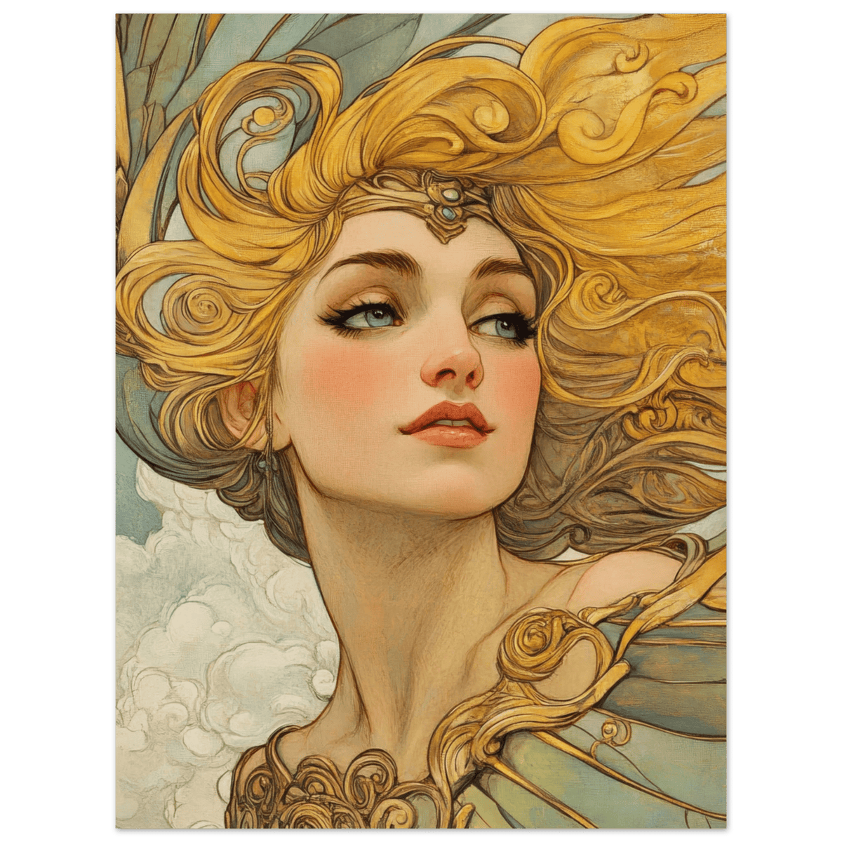 Art Nouveau Valkyries Flight Art Nouveau Close 2 - Shop Ai Art WebShop - Digital Art online Store