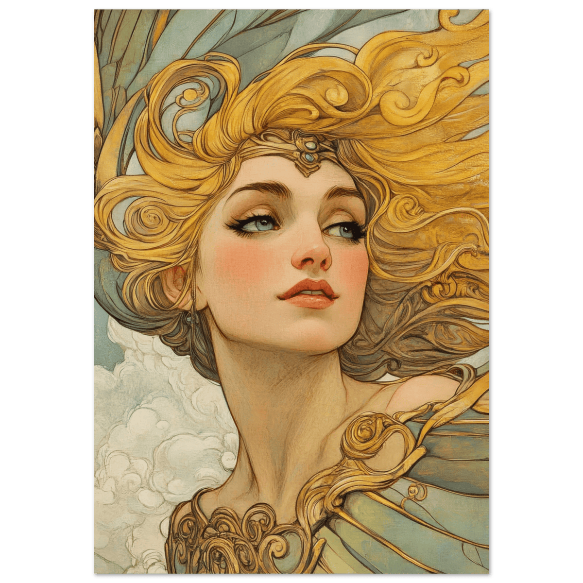 Art Nouveau Valkyries Flight Art Nouveau Close 2 - Shop Ai Art WebShop - Digital Art online Store