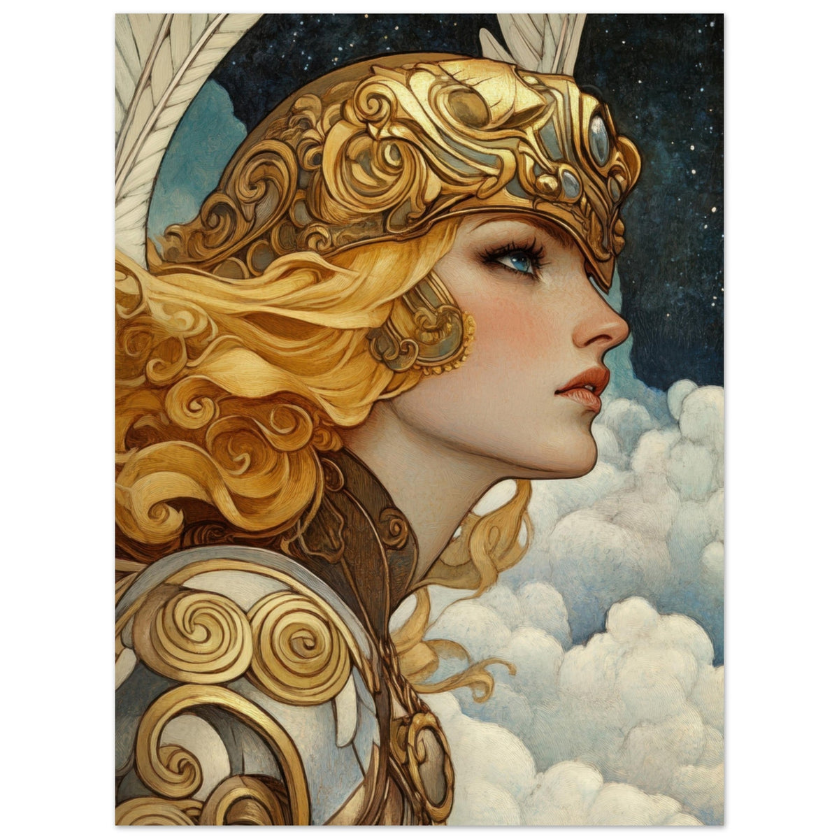 Art Nouveau Valkyries Flight Art Nouveau Close 3 - Shop Ai Art WebShop - Digital Art online Store