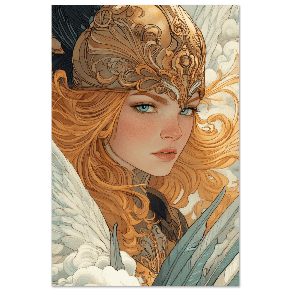 Art Nouveau Valkyries Flight Art Nouveau Close 6 - Shop Ai Art WebShop - Digital Art online Store