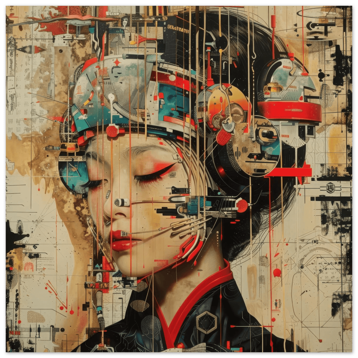 Asianfuturism swedish sharkansas in abstract style - Shop Ai Art WebShop - Digital Art online Store