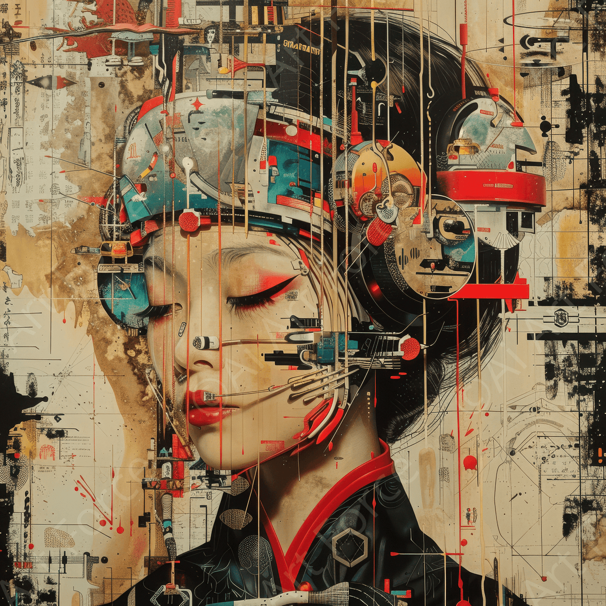 Asianfuturism swedish sharkansas in abstract style - Shop Ai Art WebShop - Digital Art online Store