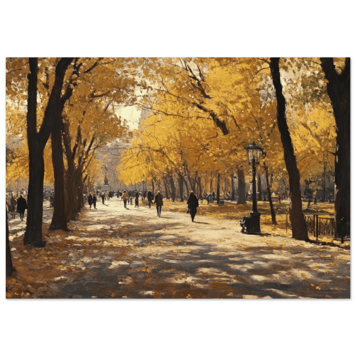 Autumn Park with Strolling Figures A vast park - Shop Ai Art WebShop - Digital Art online Store