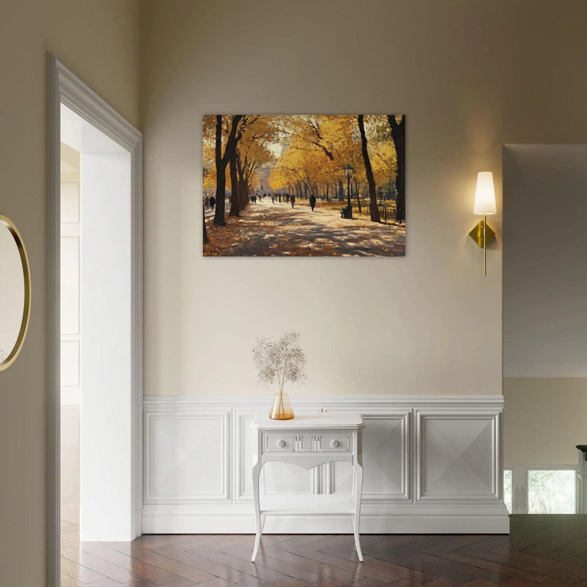 Autumn Park with Strolling Figures A vast park - Shop Ai Art WebShop - Digital Art online Store