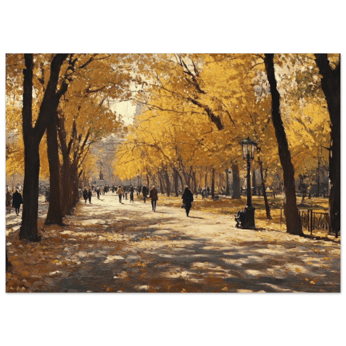 Autumn Park with Strolling Figures A vast park - Shop Ai Art WebShop - Digital Art online Store
