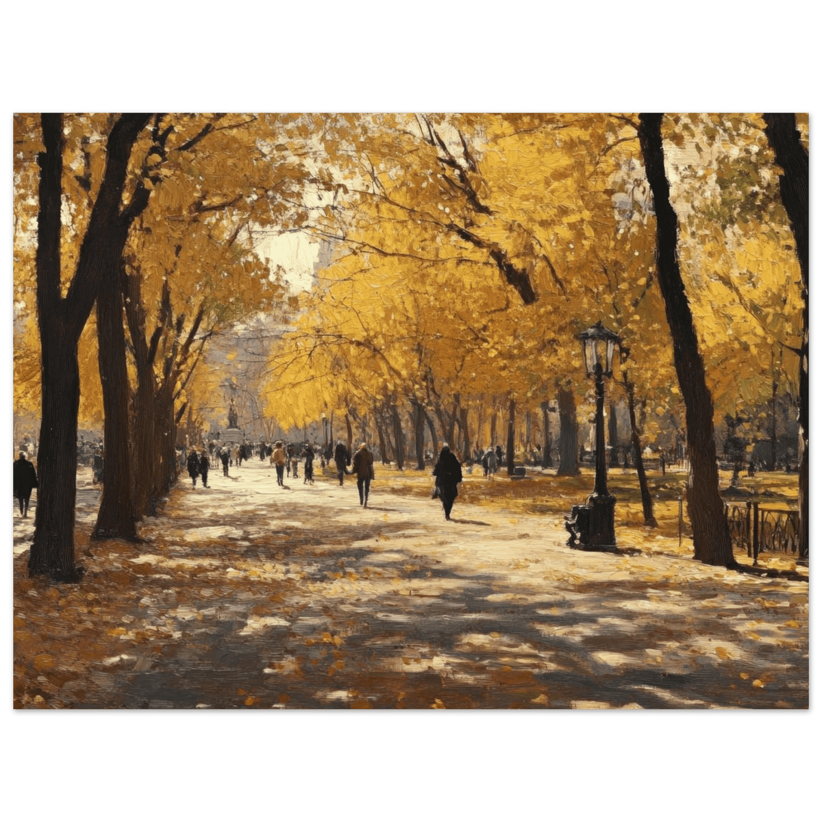 Autumn Park with Strolling Figures A vast park - Shop Ai Art WebShop - Digital Art online Store