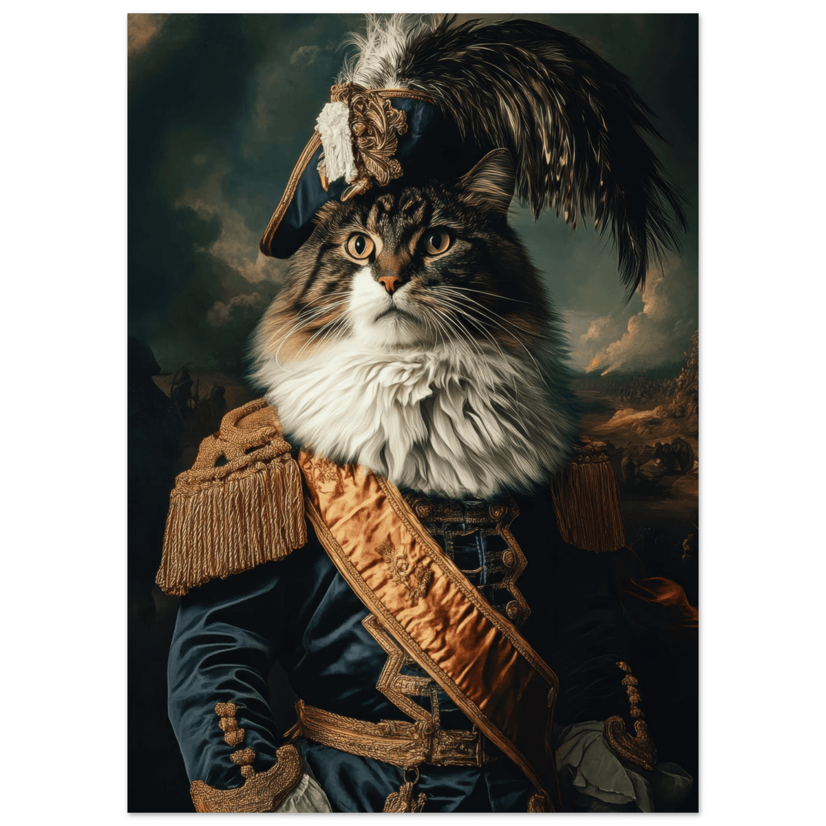 Baroque Military Commander Cat A fierce - looking 4 - Shop Ai Art WebShop - Digital Art online Store