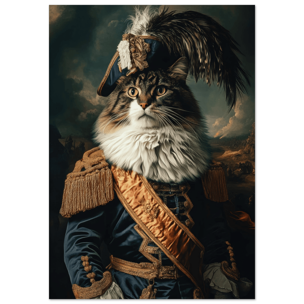 Baroque Military Commander Cat A fierce - looking 4 - Shop Ai Art WebShop - Digital Art online Store