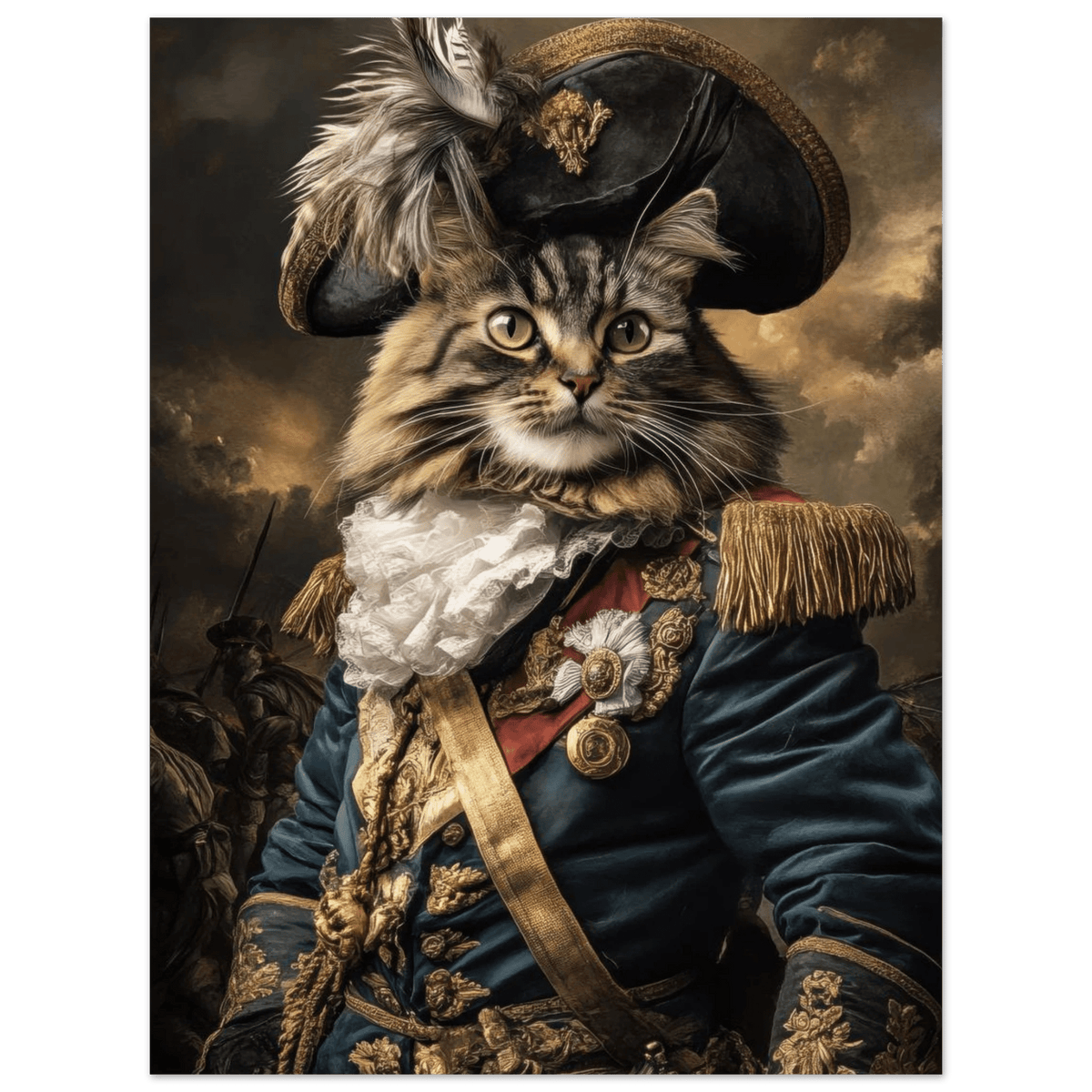Baroque Military Commander Cat A fierce - looking 7 - Shop Ai Art WebShop - Digital Art online Store