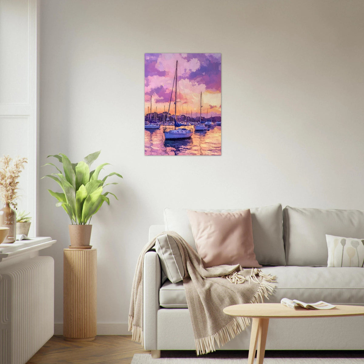 Boats at Dusk A harbor filled with gently rocky 2 - Shop Ai Art WebShop - Digital Art online Store