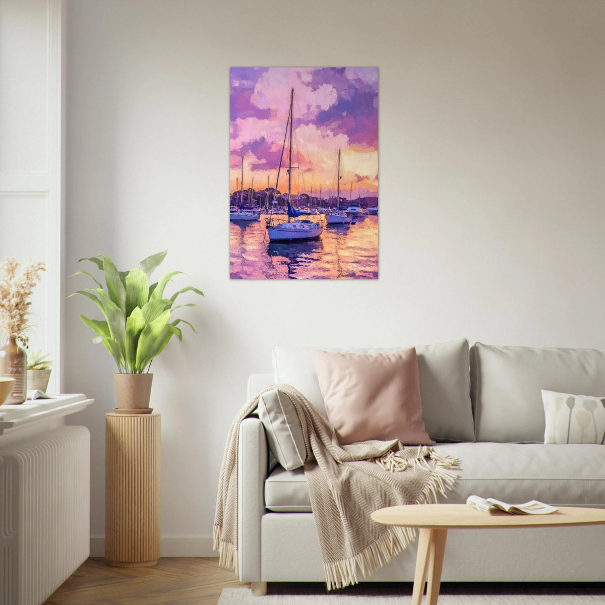 Boats at Dusk A harbor filled with gently rocky 2 - Shop Ai Art WebShop - Digital Art online Store