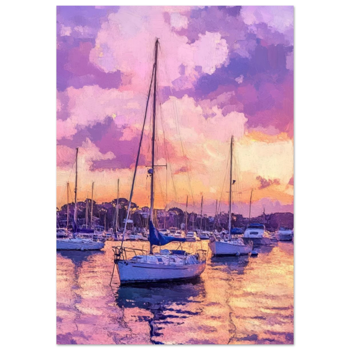 Boats at Dusk A harbor filled with gently rocky 2 - Shop Ai Art WebShop - Digital Art online Store