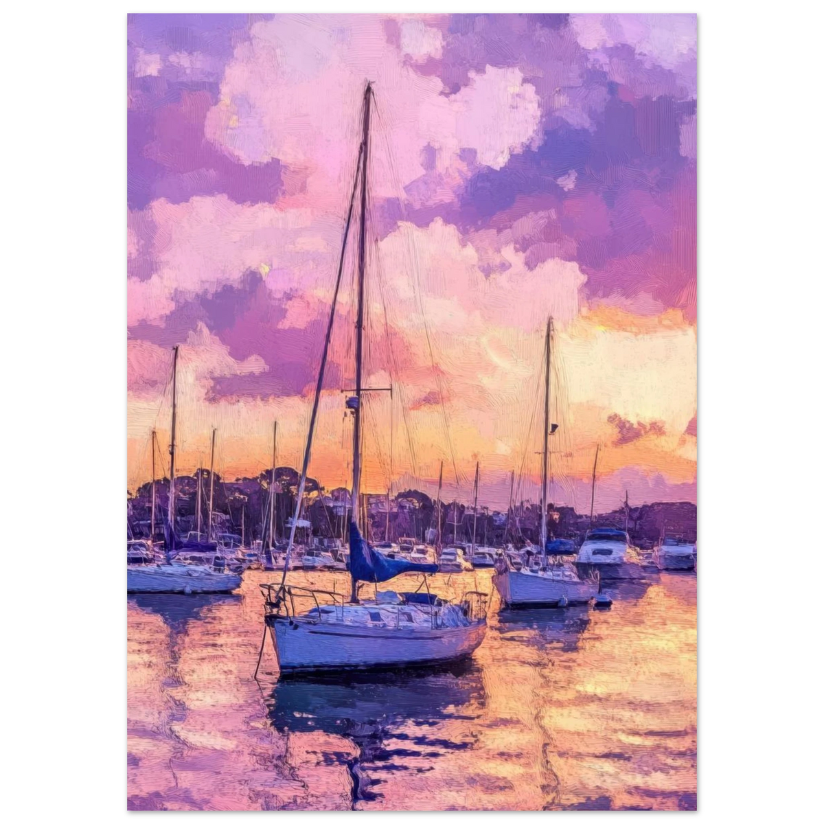 Boats at Dusk A harbor filled with gently rocky 2 - Shop Ai Art WebShop - Digital Art online Store