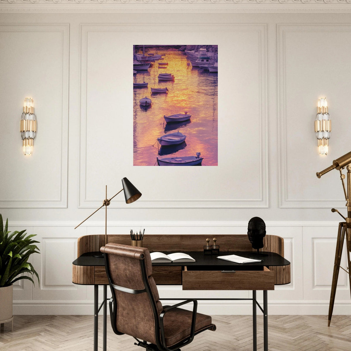 Boats at Dusk A harbor filled with gently rocky 4 - Shop Ai Art WebShop - Digital Art online Store
