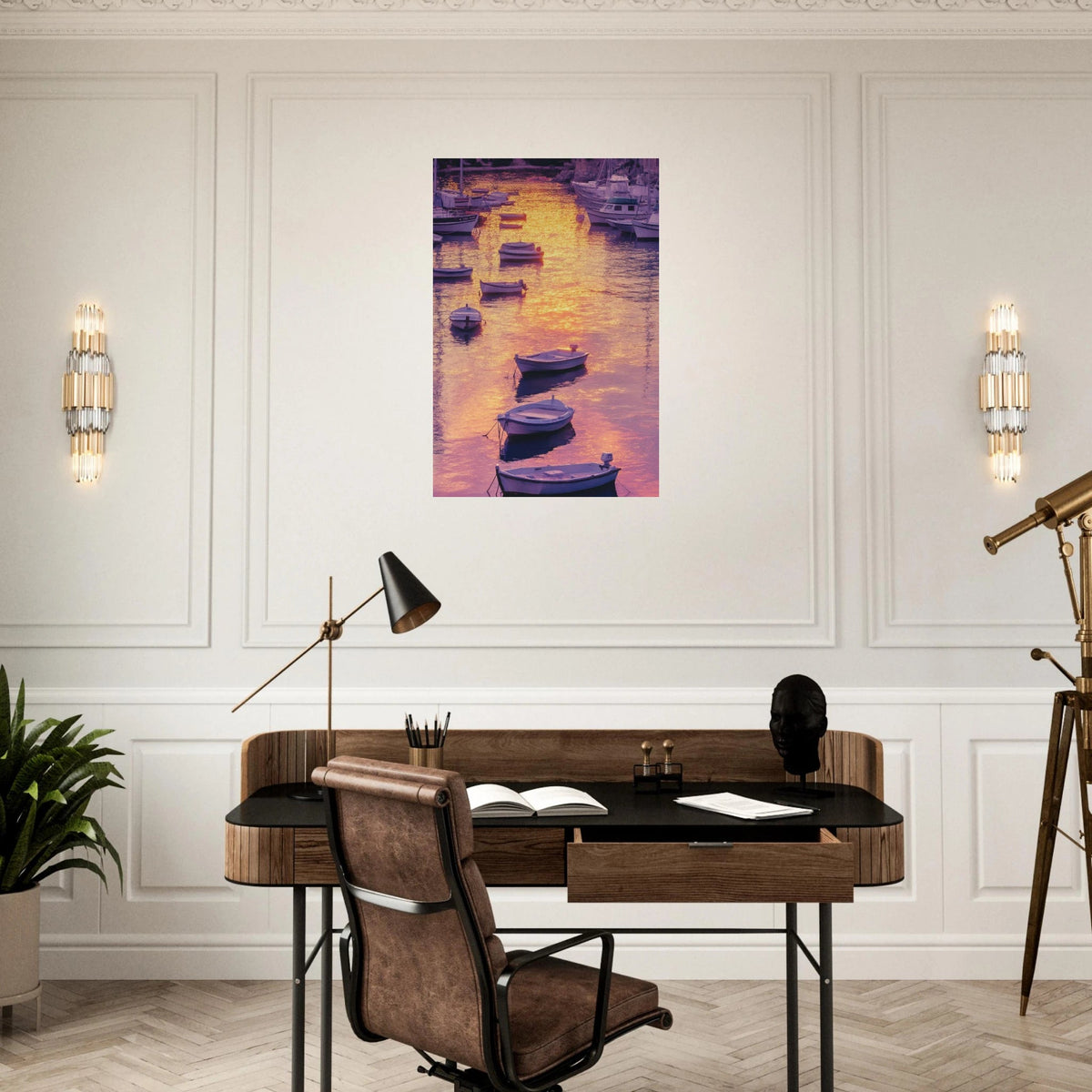 Boats at Dusk A harbor filled with gently rocky 4 - Shop Ai Art WebShop - Digital Art online Store