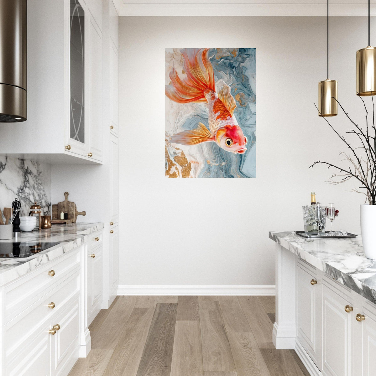 Bright tropical fish with gold - Shop Ai Art WebShop - Digital Art online Store