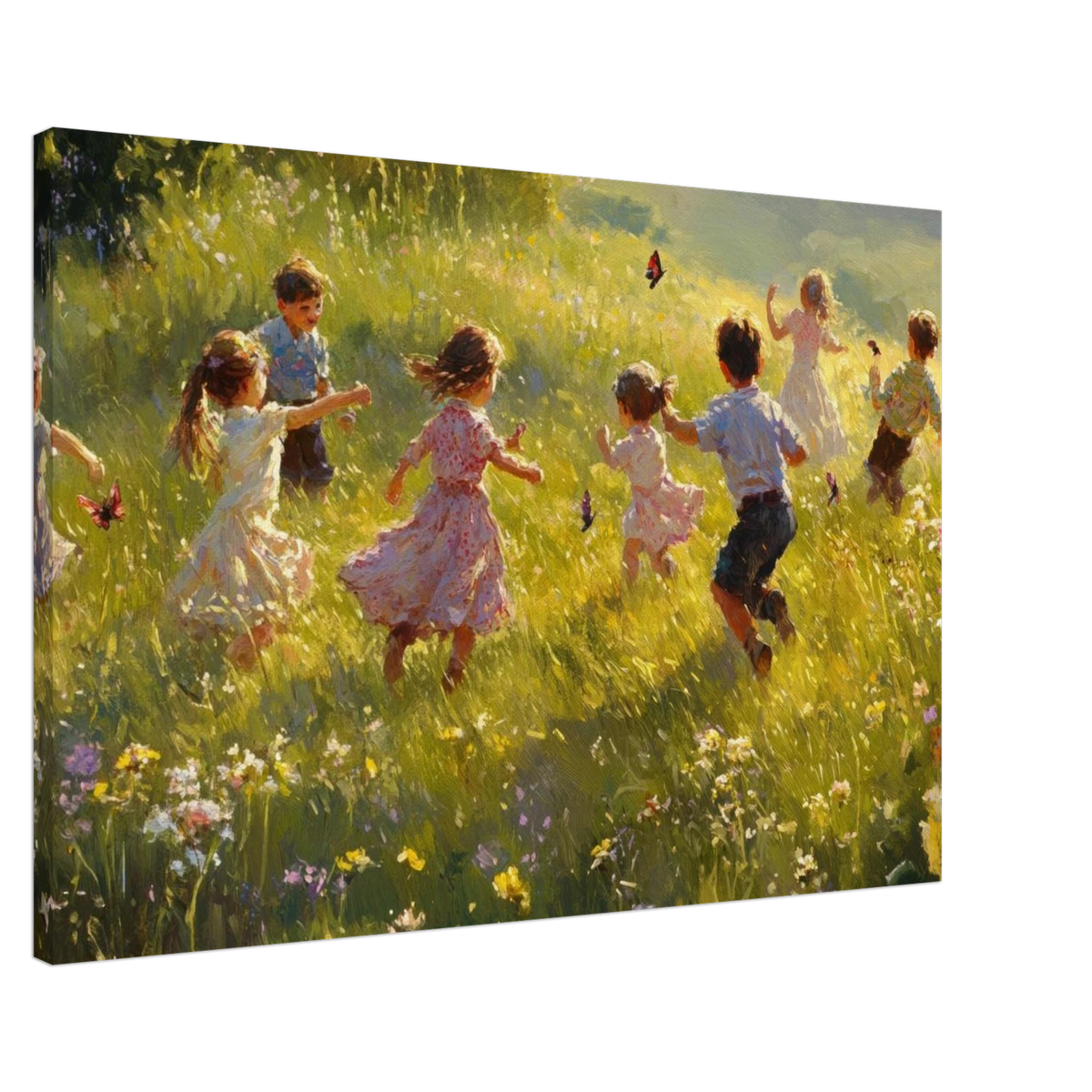 Children Playing in a Meadow A sunlit country 2 - Shop Ai Art WebShop - Digital Art online Store