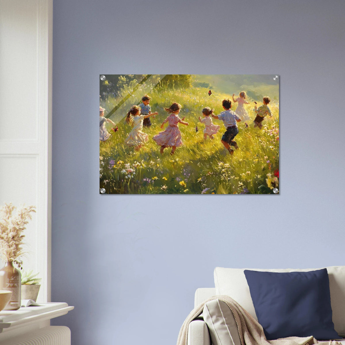 Children Playing in a Meadow A sunlit country 2 - Shop Ai Art WebShop - Digital Art online Store