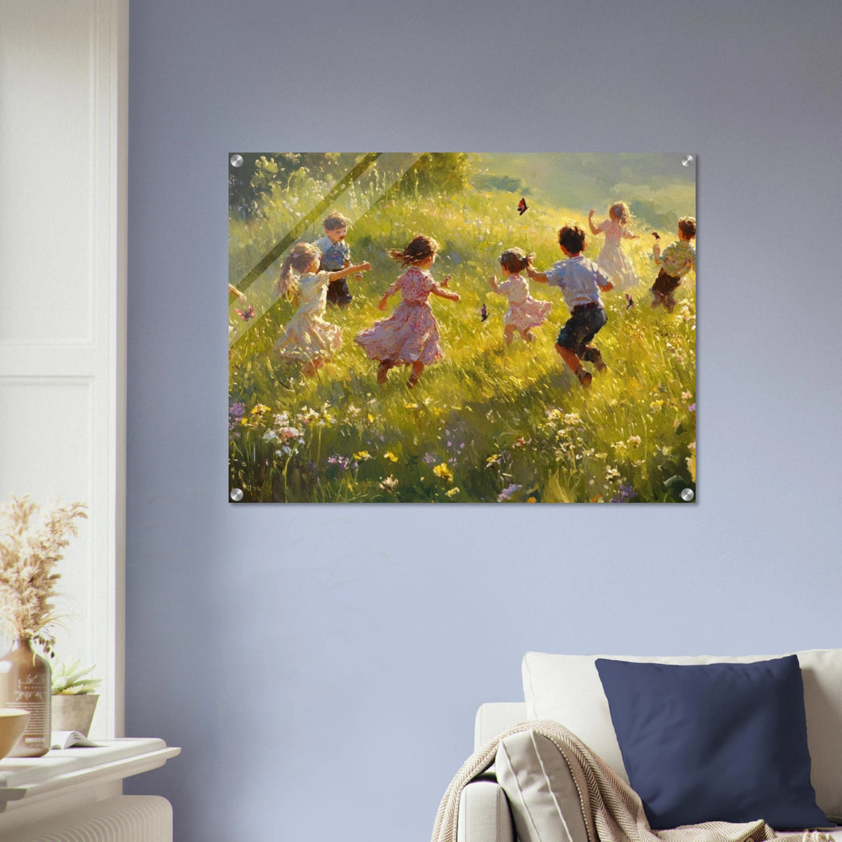 Children Playing in a Meadow A sunlit country 2 - Shop Ai Art WebShop - Digital Art online Store