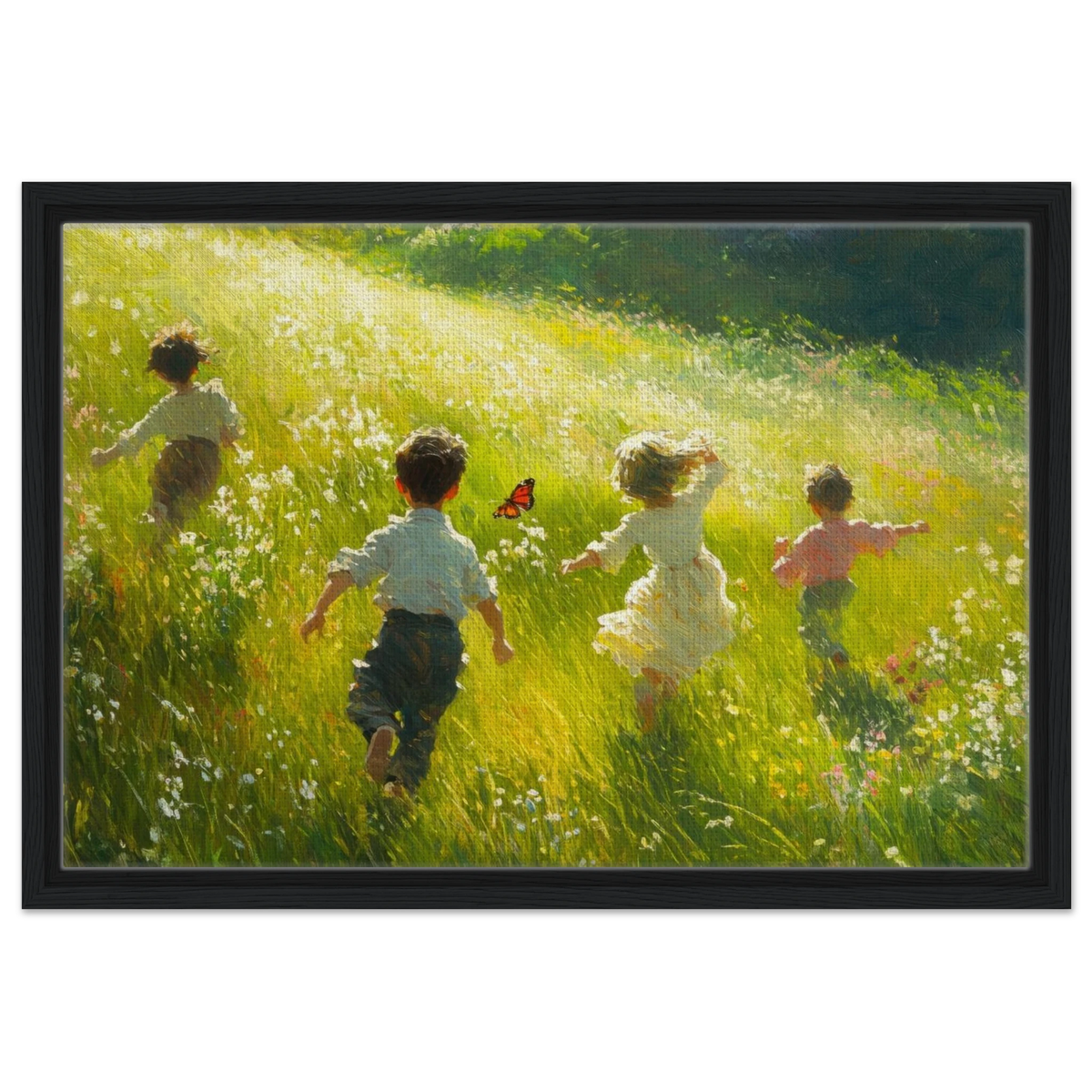 Children Playing in a Meadow A sunlit country 3 - Shop Ai Art WebShop - Digital Art online Store