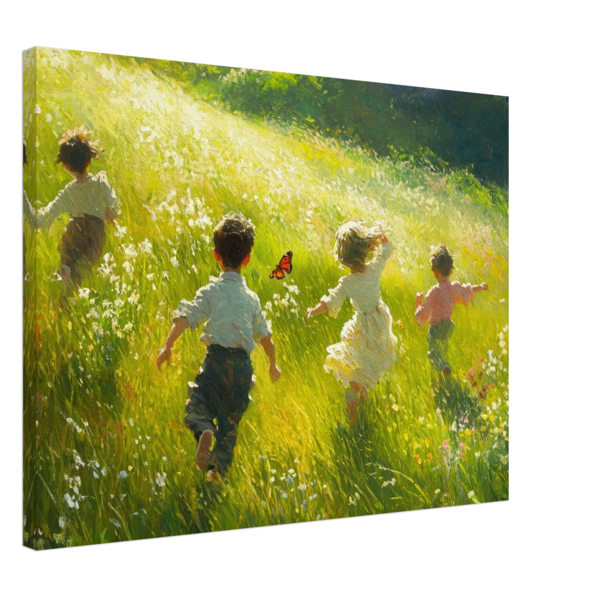 Children Playing in a Meadow A sunlit country 3 - Shop Ai Art WebShop - Digital Art online Store