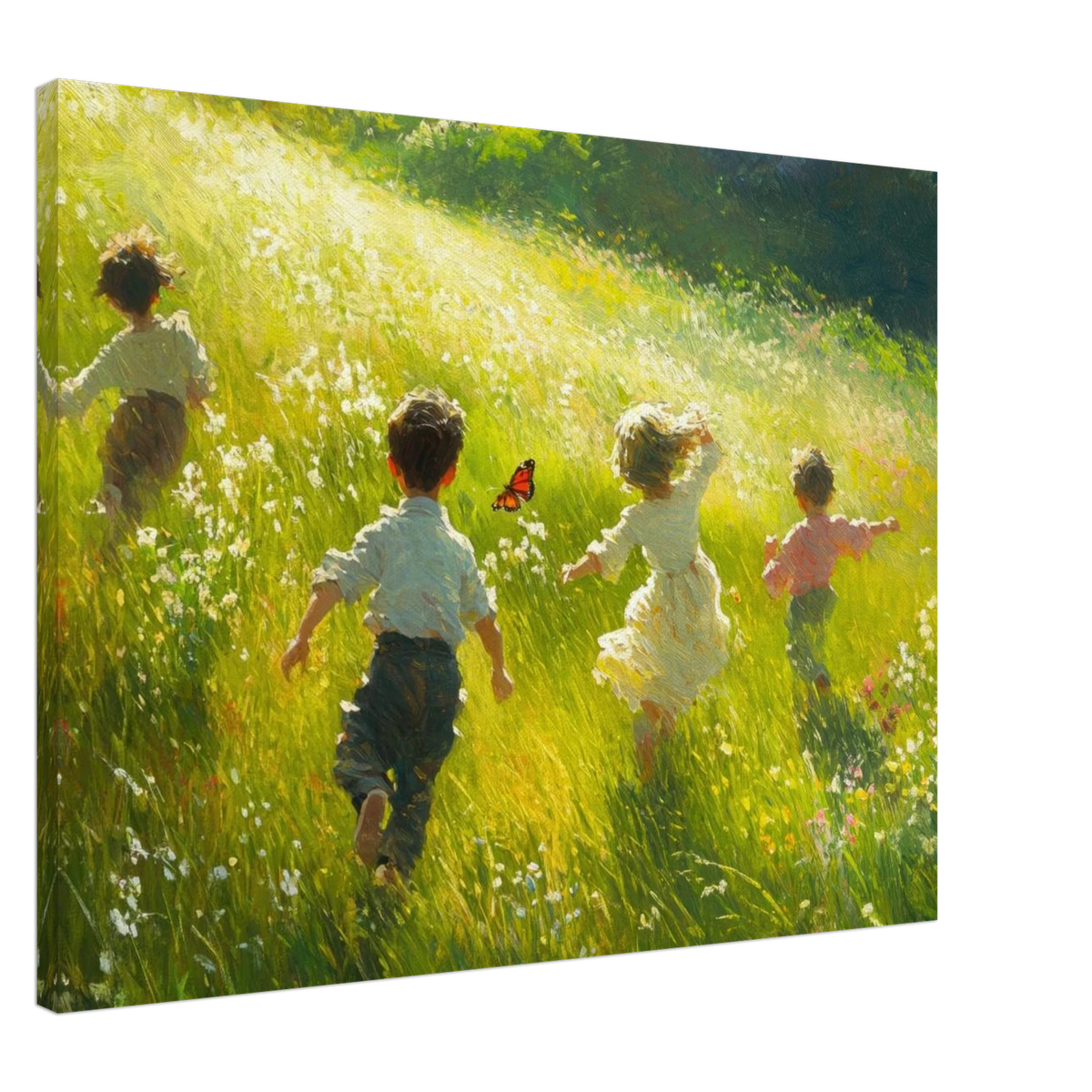 Children Playing in a Meadow A sunlit country 3 - Shop Ai Art WebShop - Digital Art online Store
