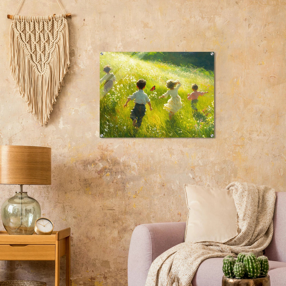 Children Playing in a Meadow A sunlit country 3 - Shop Ai Art WebShop - Digital Art online Store